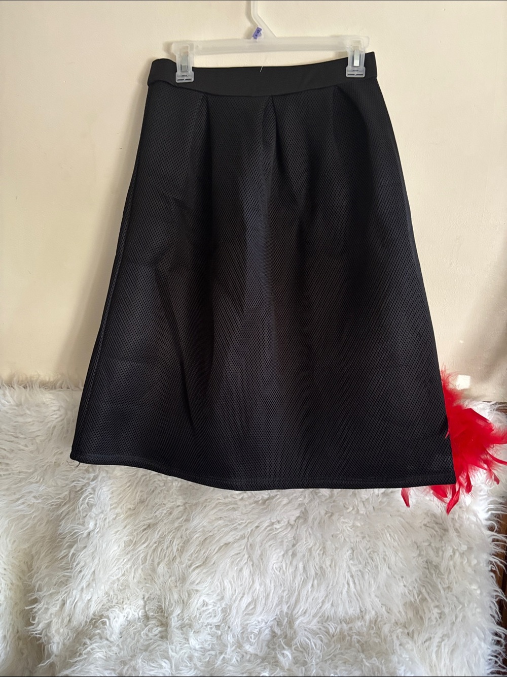 like an angel Black Textured A-Line Skirt